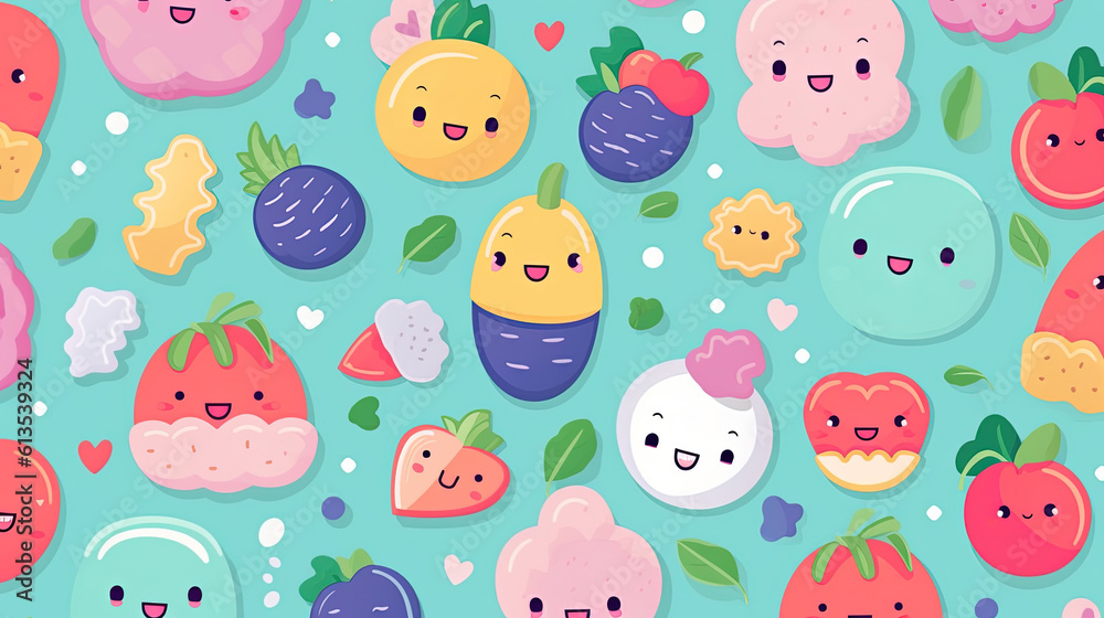 Pastel colors and whimsical kawaii patterns Pastel colors and whimsical kawaii patterns