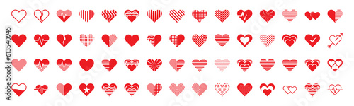 Set of red heart icons. Red heart icon collection EPS10 - Stock Vector