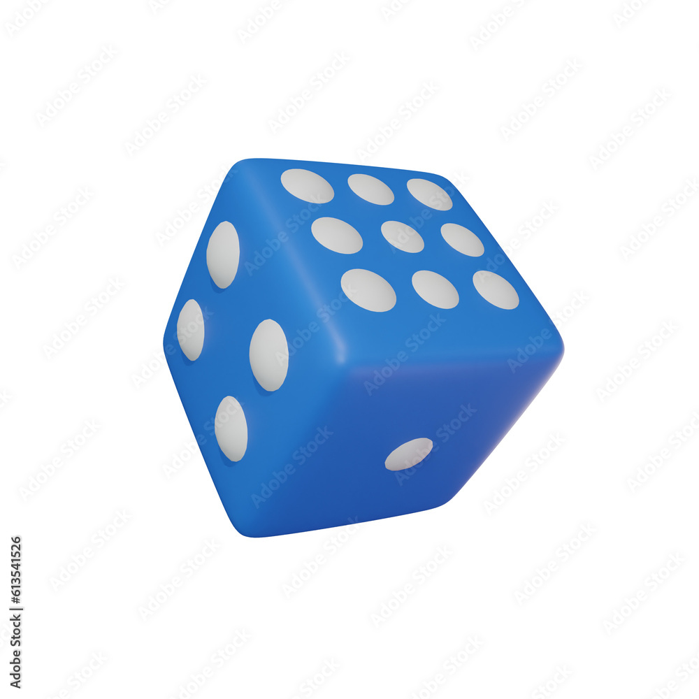 3D rendering of blue dice block 3D rendering of blue dice block