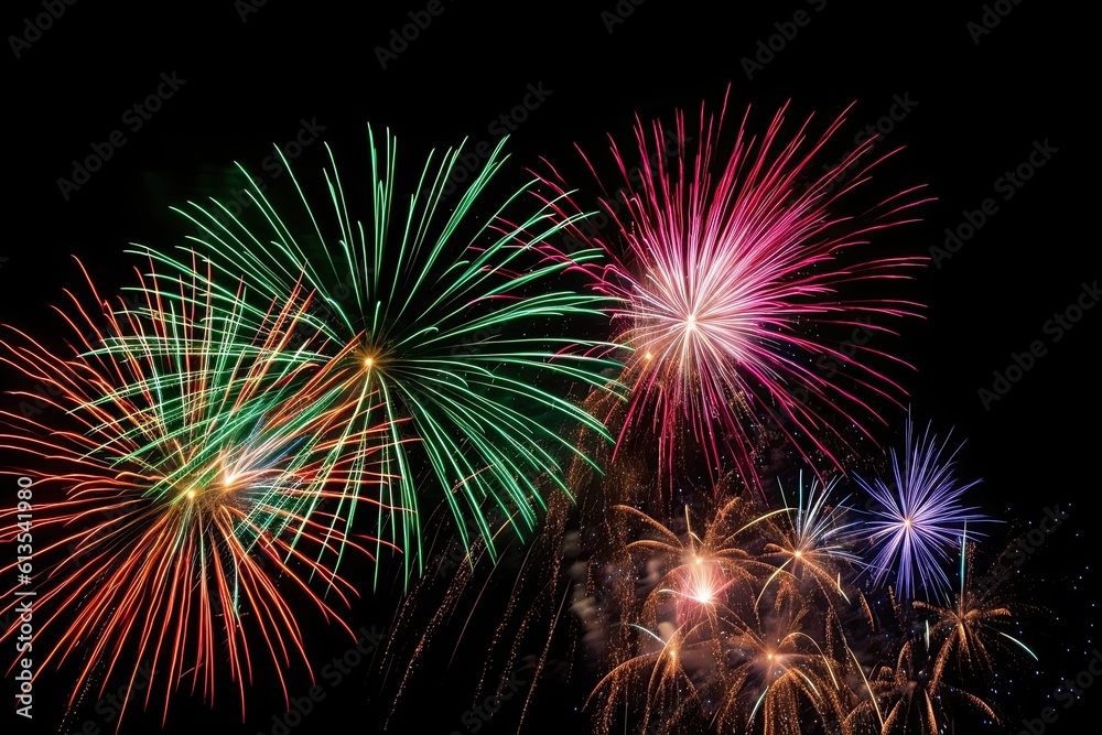 Joyful Fireworks Display Across the Festival Sky: Countdown to a Colourful Anniversary Eve, Generative AI