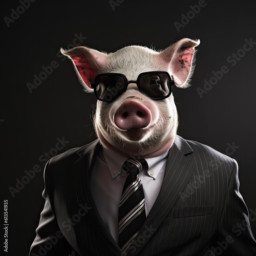 Fotobehang Corruption, Power, and a Crafty Politician: The Bad Pig in a Suit