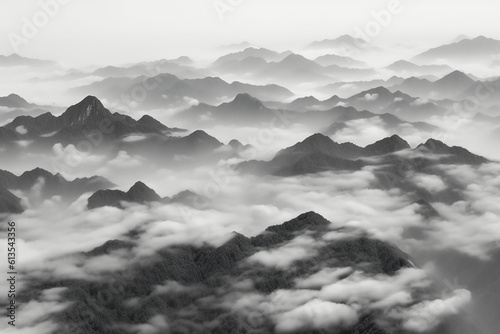 Haze, fog and mountains. AI generative © SANGHYUN