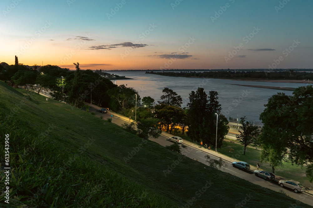 sunset over the Parana river sunset over the Parana river