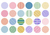 カラフルな幾何学模様の円形アイコンイラストセット 