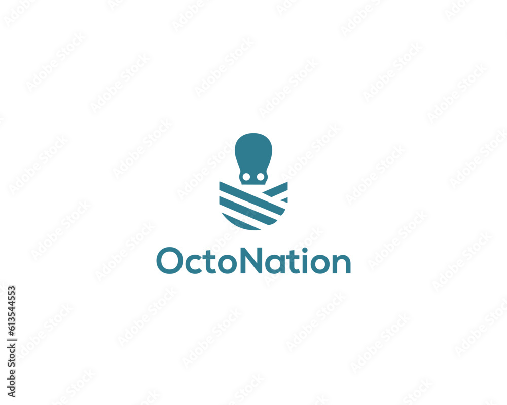 Fototapeta premium Modern minimal and bold octopus based monogram logo design for modern business and industry.
