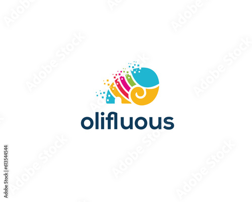 Modern minimal and colorful elephant logo design tech based business and industry. 
