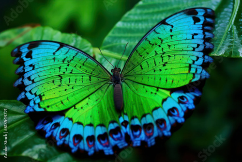 A macro photograph capturing the intricate details of a colorful butterfly's wings, showcasing the beauty of nature up close