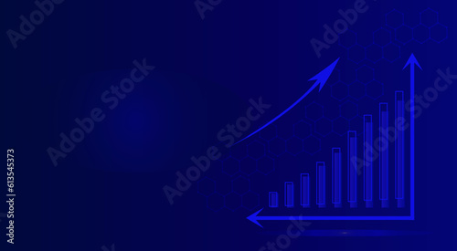 Futuristic blue  technology background with arrow  diagram. Big data and business growth currency stock and investment economy. Vector illustration