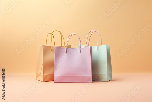 Shopping concept featuring shopping bags in soft. AI generative