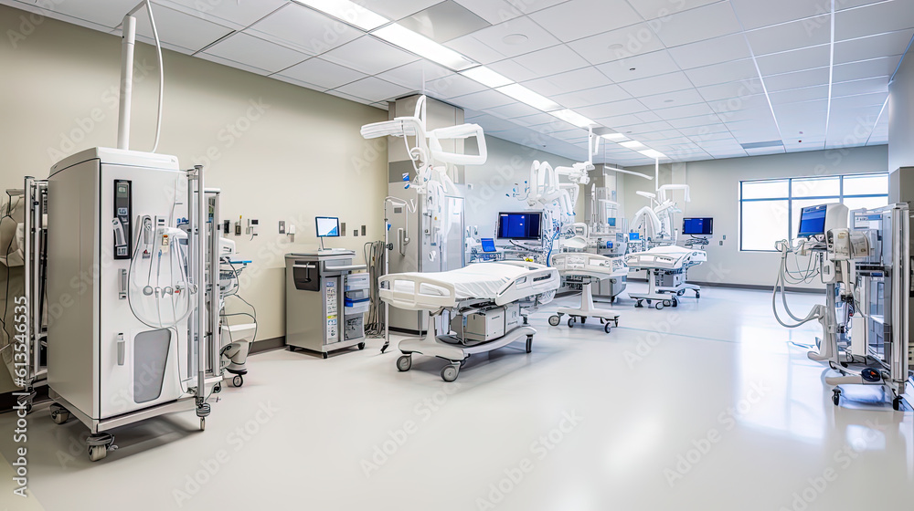 Emergency room and primary care, emergency rooms in a hospital or clinic. Generative AI. Emergency room and primary care, emergency rooms in a hospital or clinic. Generative AI.