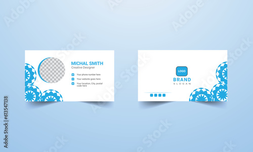 Simple and creative business card template. the modern wavy theme, double-sided business card design with company Vector logo template. 