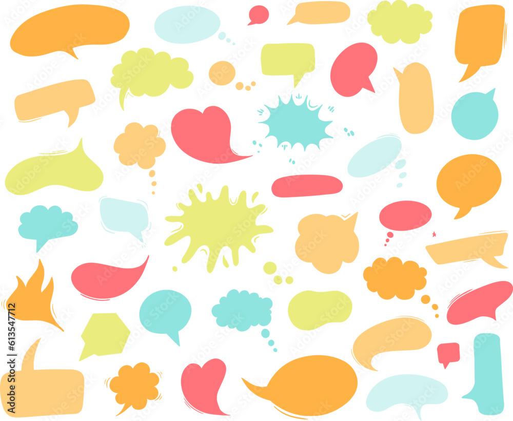discussion bubble set, speech bubble short messages for communication or discussion