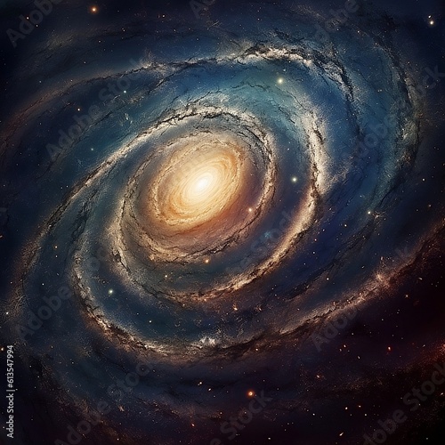 Spiral Galaxy in Space, Swirling Galaxy, Astronomy and Galaxies, Generative AI