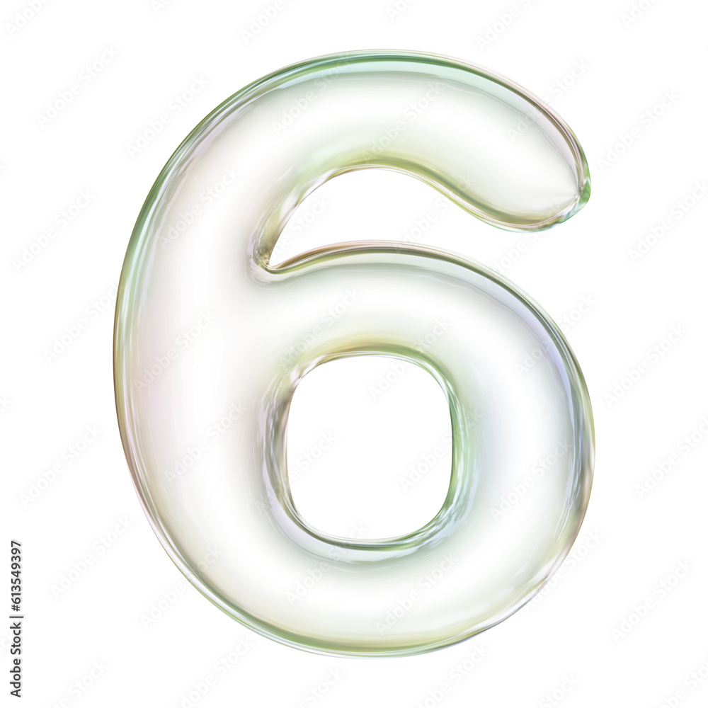 Soap bubble number 6 in 3d rendering. Glass glossy digit for math, education and business concept. Soap bubble number 6 in 3d rendering. Glass glossy digit for math, education and business concept.