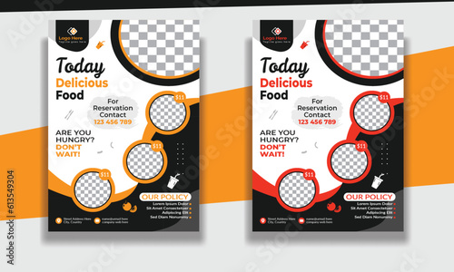 Fast Food Flyer Design Template cooking, restaurant menu, food ordering, Pizza, Burger, French fries and Soda. Vector illustration for banner, poster, flyer, cover, menu, brochure.