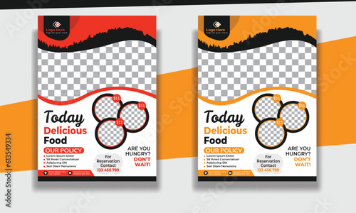 Fast Food Flyer Design Template cooking, restaurant menu, food ordering, Pizza, Burger, French fries and Soda. Vector illustration for banner, poster, flyer, cover, menu, brochure.