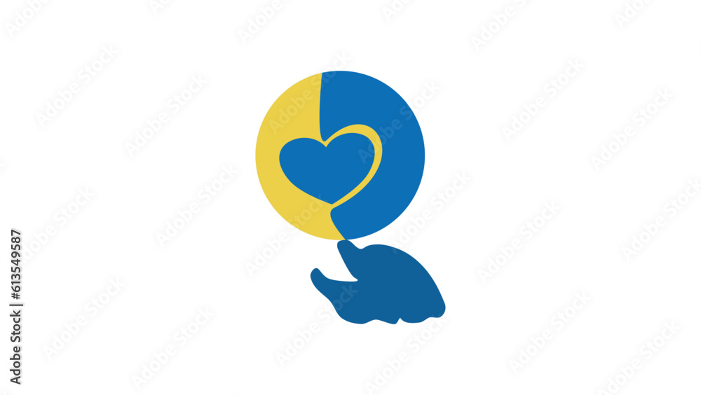 World Down Syndrome Day, dolphin playing with a ball with a heart logo World Down Syndrome Day, dolphin playing with a ball with a heart logo