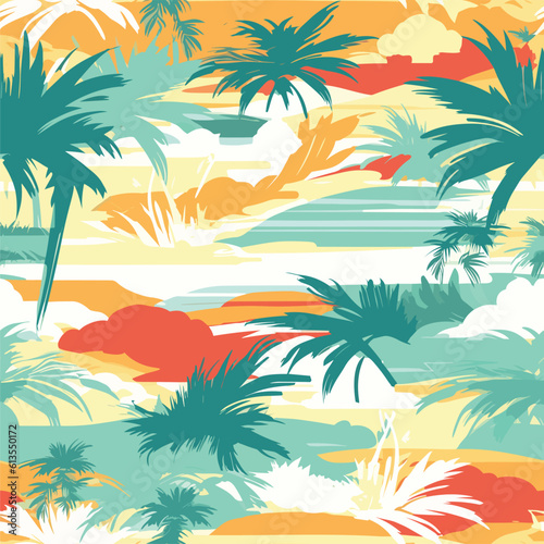 Seamless Colorful Hawaii Palms Pattern. Seamless pattern of Hawaii Palms in colorful style. Add color to your digital project with our pattern 