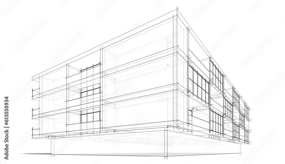 Modern building architecture 3d illustration