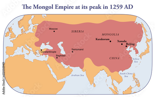 Map of the Mongol empire at its peak in 1279 AD