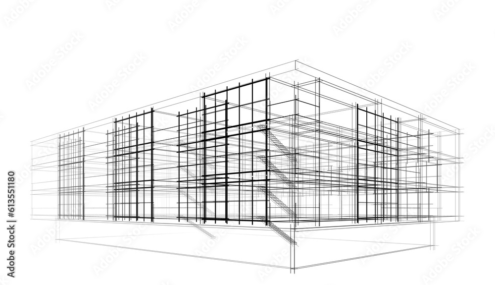 Modern building architecture 3d illustration Modern building architecture 3d illustration