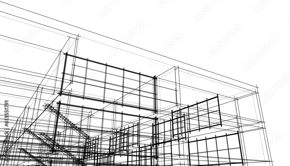 Modern building architecture 3d illustration
