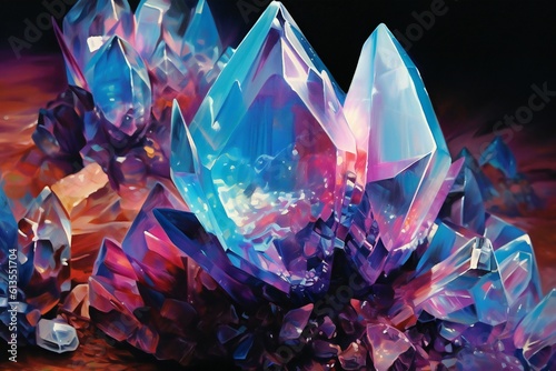 Hyper realism  crystals luminescence  holographic background Generative AI