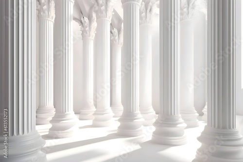 Fotomurale White columns. Generative ai