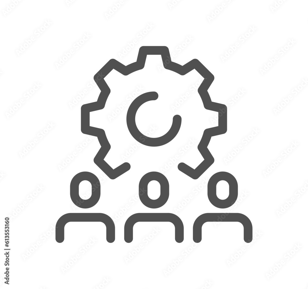 Team work related icon outline and linear vector.