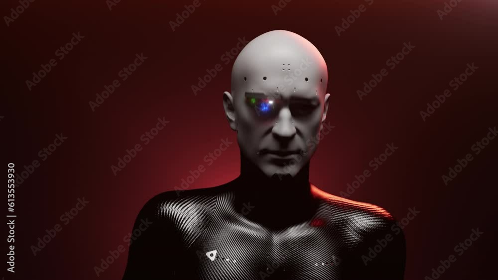 Soldiers of the future. A human robot with a confident gait Soldiers of the future. A human robot with a confident gait