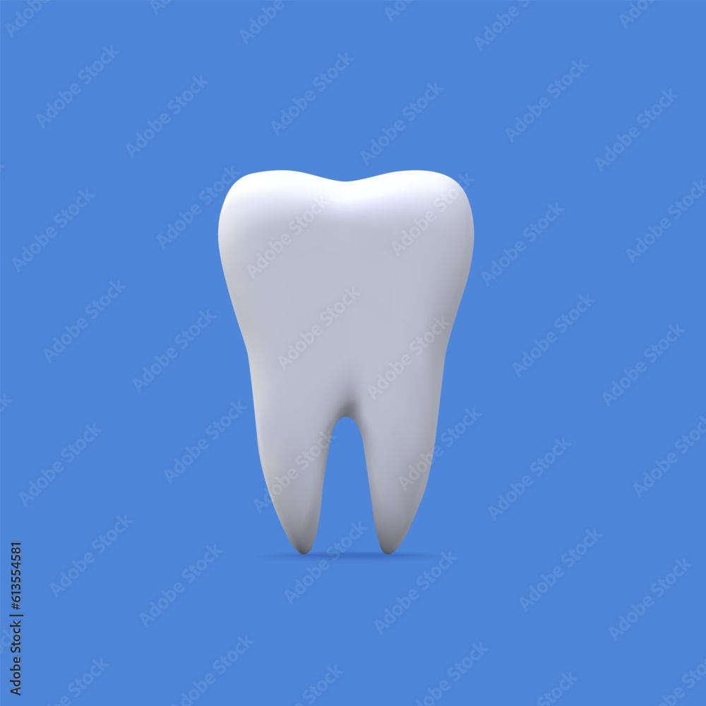 White tooth. Dental model of premolar tooth. 3d vector illustration. 3d rendering. 3d icon isolated White tooth. Dental model of premolar tooth. 3d vector illustration. 3d rendering. 3d icon isolated