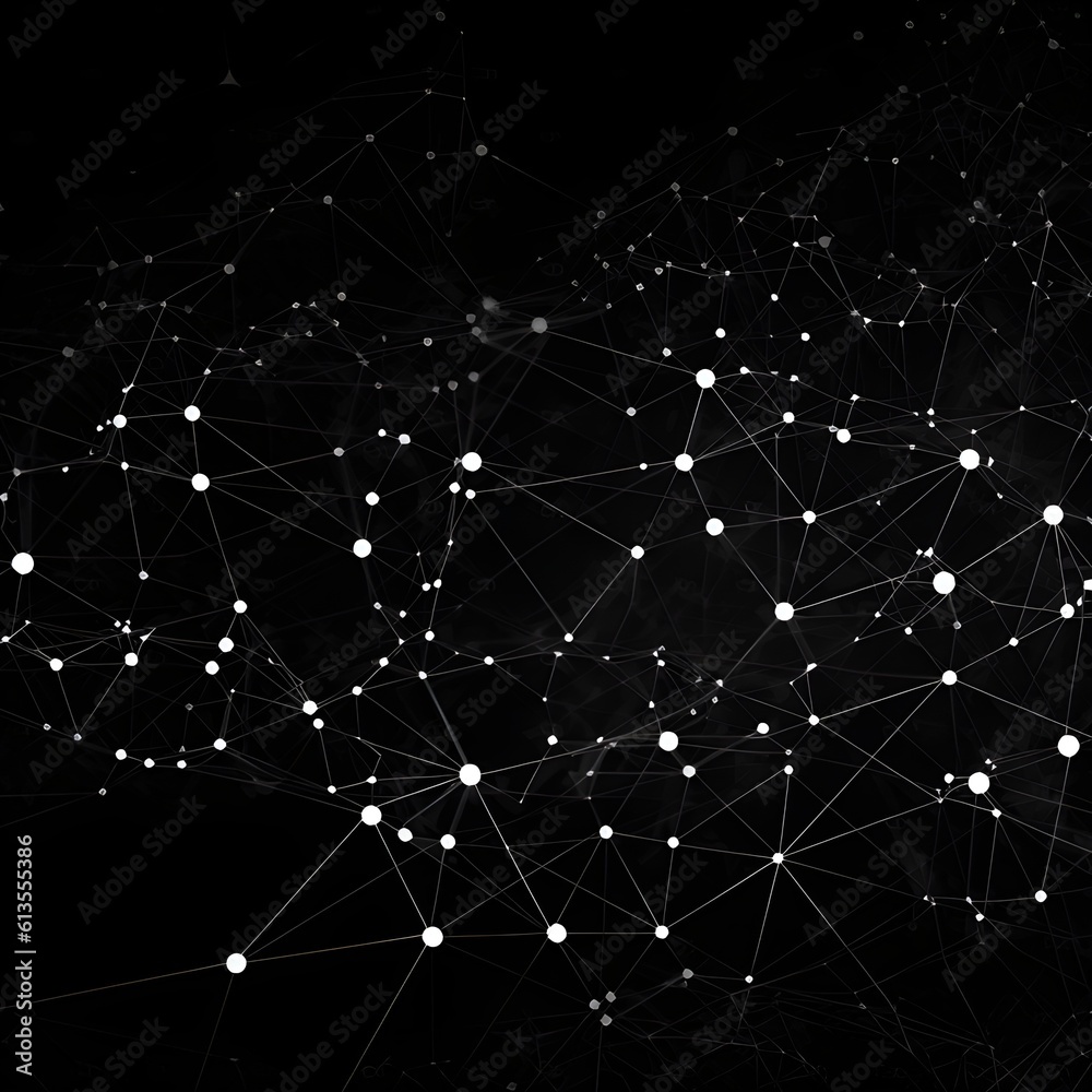 black abstract background with a network grid and particles connected. generative ai black abstract background with a network grid and particles connected. generative ai