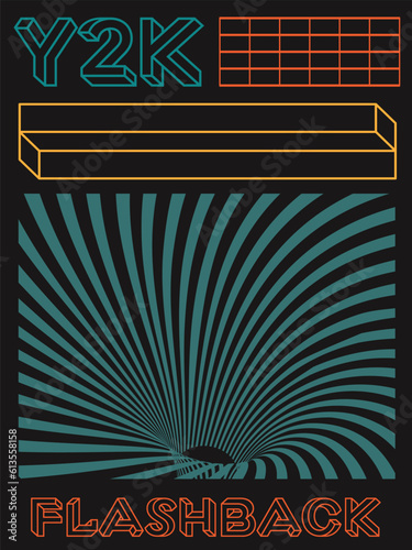 Poster mockup in trendy style with futuristic elements. Template for invitation, poster, clothing