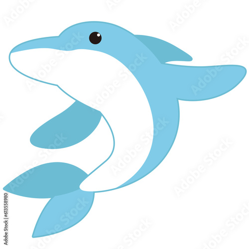 動物　海にいる可愛いイルカのキャラクターイラスト