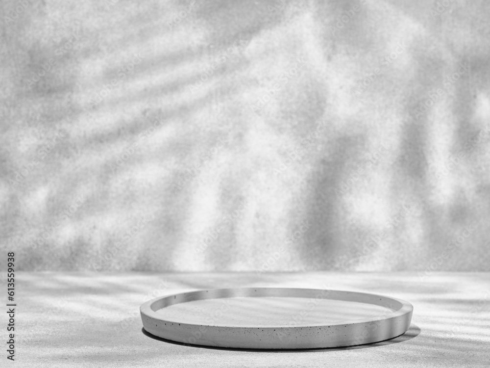 Obraz premium Gray concrete tray on plain background