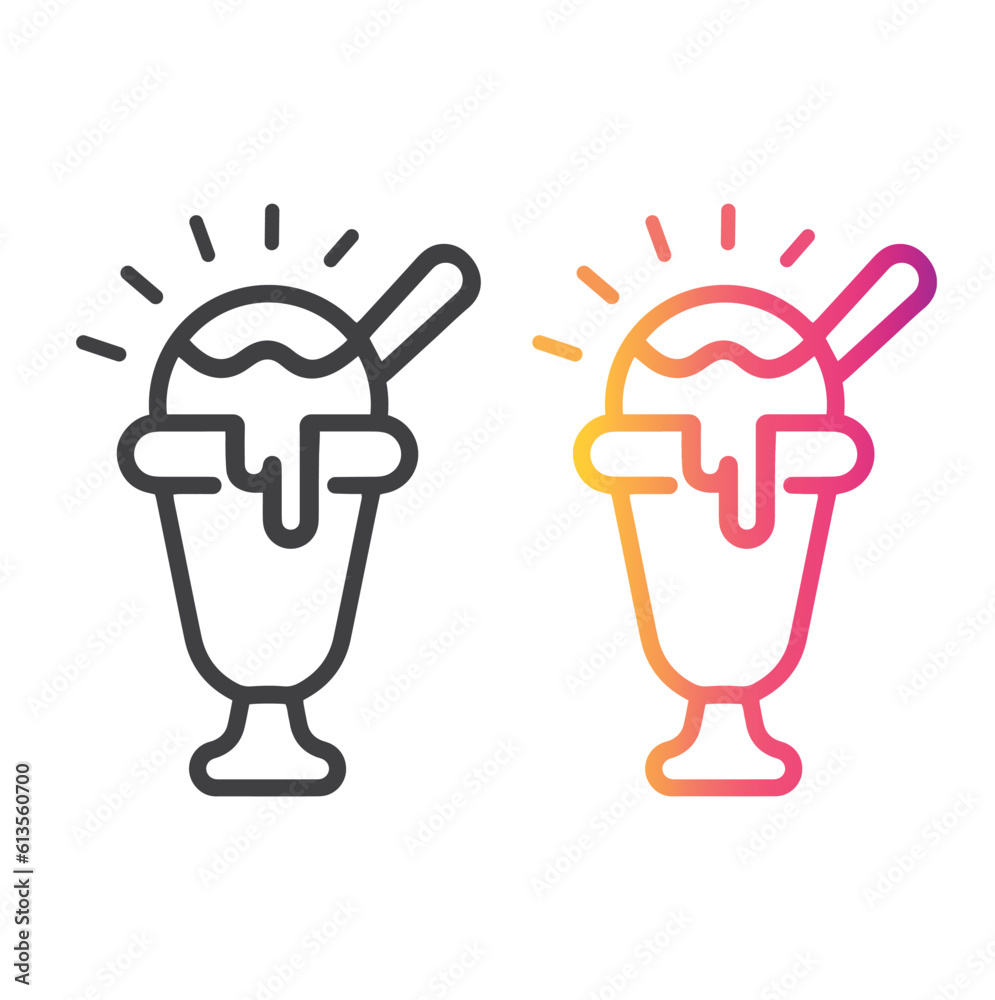 Gelato bowl with spoon thin line icon. Gelato bowl with spoon thin line icon.