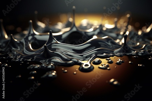 Golden water in dark environment  dim light  sharp focus  shallow dof background Generative AI