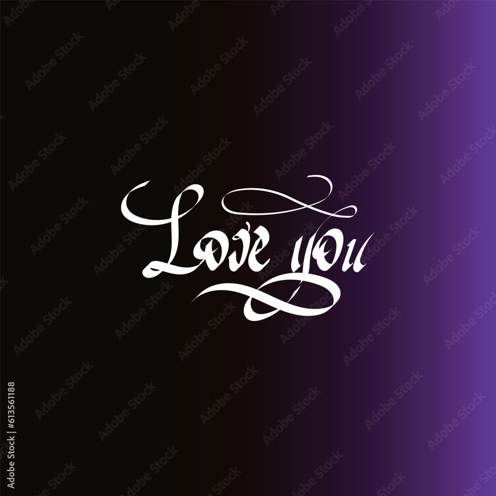 love you lettering card. hand drawn calligraphy. vector illustration