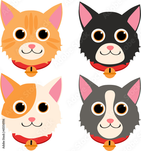 Head Cat Vector 4 Set