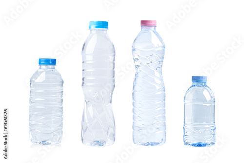 Plastic water bottle for drink isolated on white background.