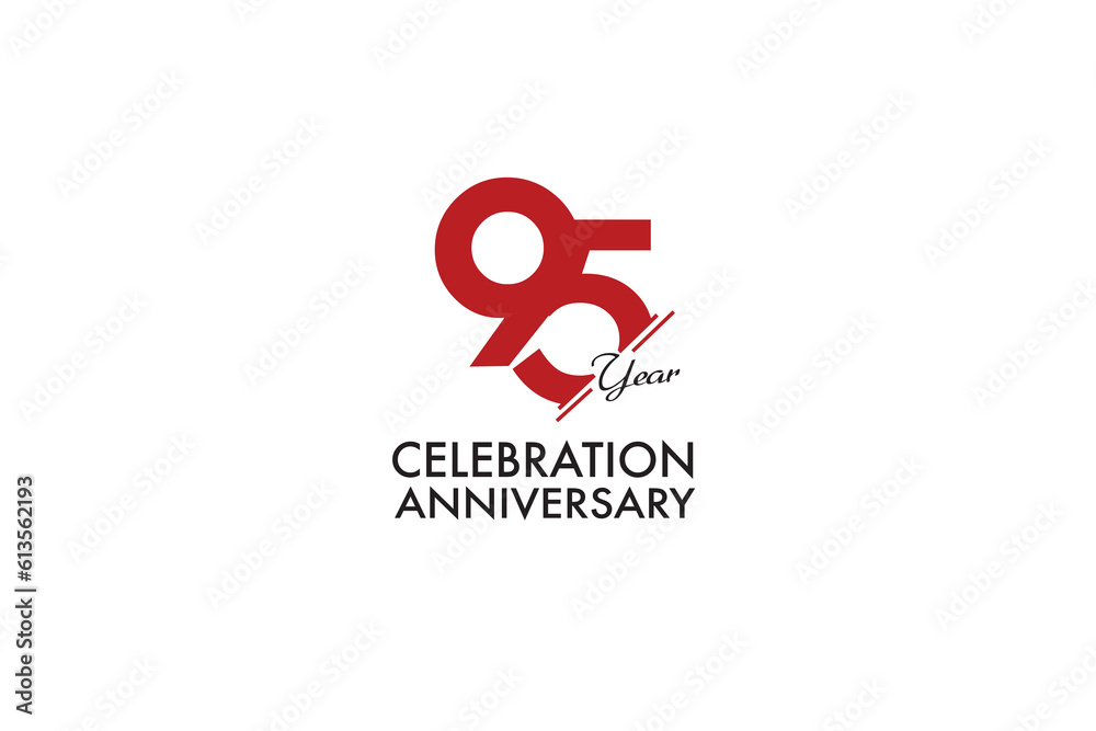 95th, 95 years, 95 year anniversary with red color isolated on white background, vector design for celebration vector 95th, 95 years, 95 year anniversary with red color isolated on white background, vector design for celebration vector