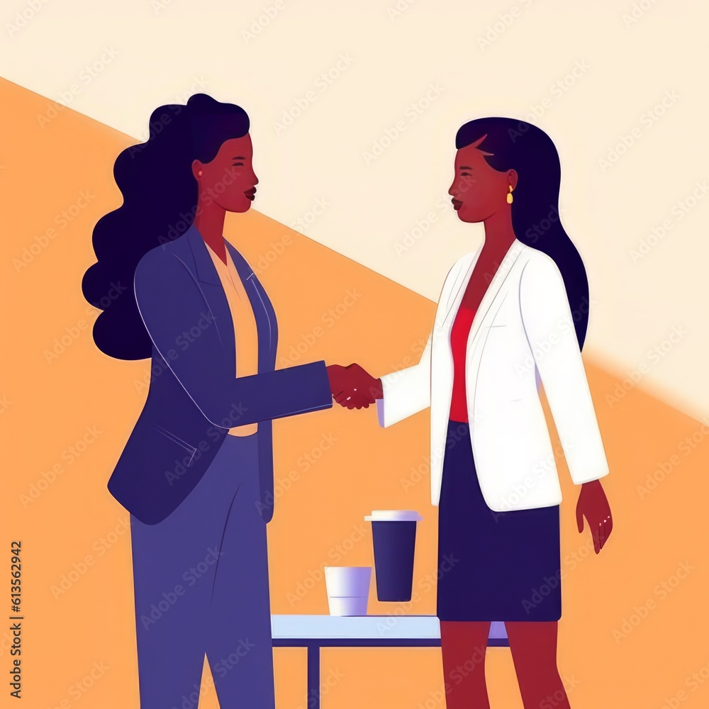 Primer plano de 2 mujeres empresarias cerrando un trato después de una reunión. Primer plano de 2 mujeres empresarias cerrando un trato después de una reunión.