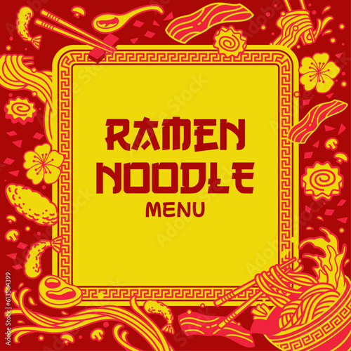 Japanese Ramen Food Cartoon Illustration Background