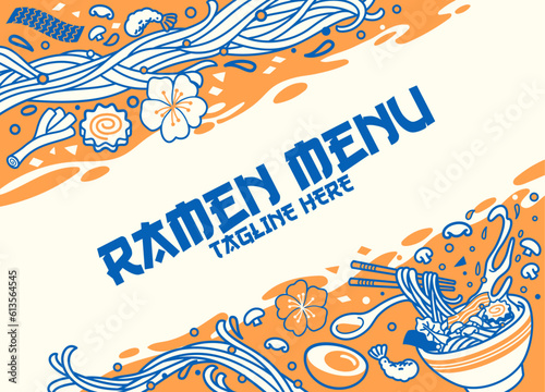 Japanese Ramen Noodle Menu Background Illustration