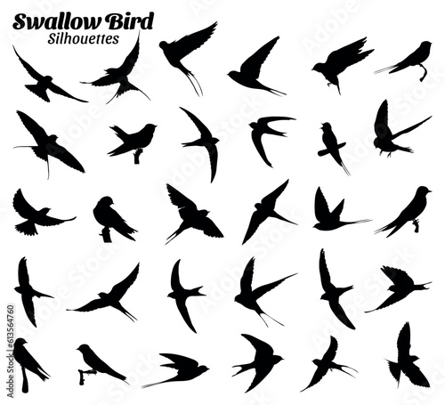 Swallow bird silhouettes vector illustration set