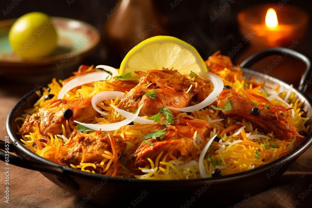 Chicken Biryani platter decoration, biriyani