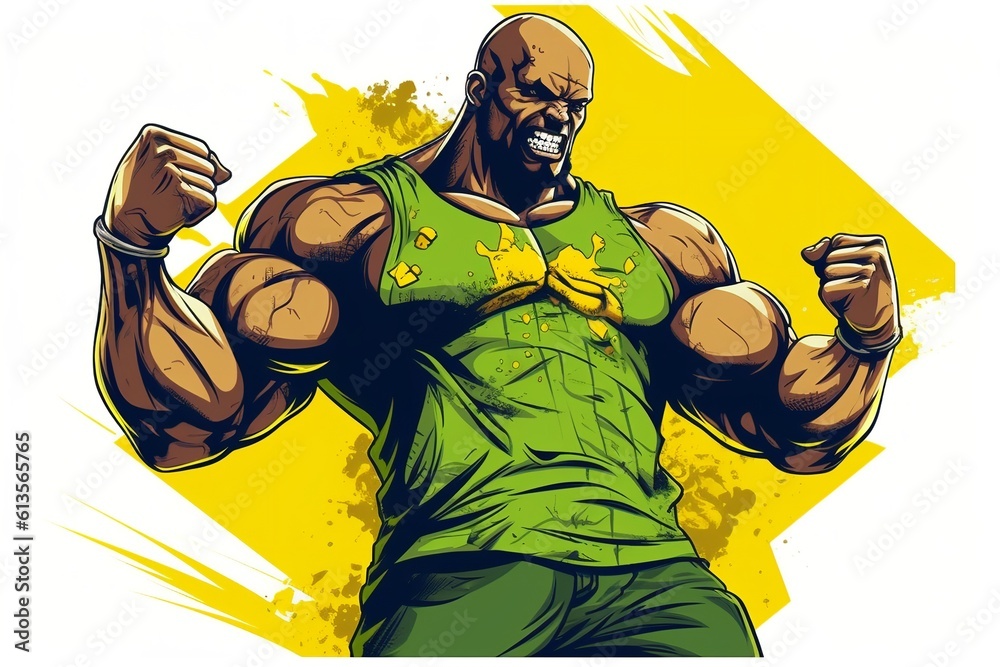 Body builder green and yellow combination Body builder green and yellow combination