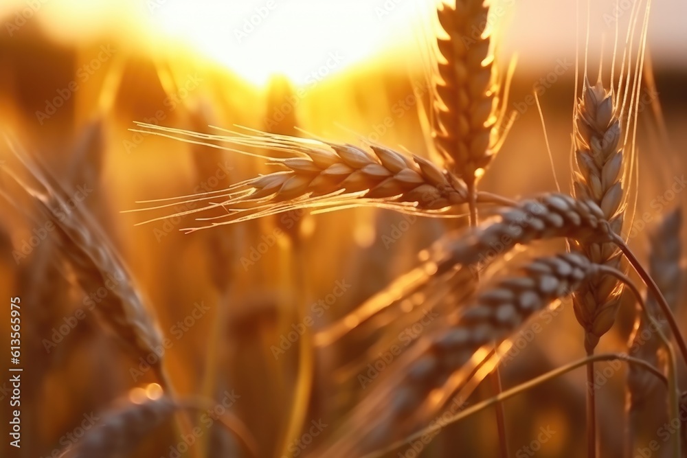 beautiful wheat field in sunset, AI Generative beautiful wheat field in sunset, AI Generative