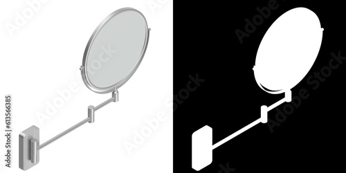 Fotografi 3D rendering illustration of a wall mounted makeup mirror