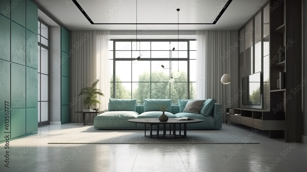 Obraz premium 3d render of luxury home living room. Generative Ai